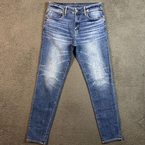 American Eagle Jeans Mens 30x34 Blue Athletic Fit Stretch Dark Wash Denim Pants - Picture 1 of 14